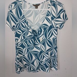 Tommy Bahama Floral Print Top - Blue & White